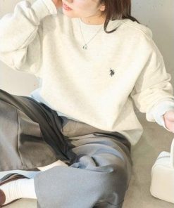 U.S. POLO ASSN. ユーエスポロアッスン ワンポイントロゴ 裏起毛スウェットトレーナー (オートミール)