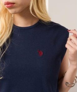 U.S. POLO ASSN. ユーエスポロアッスン ワンポイント刺繍 スムースタンクトップ (ネイビー)