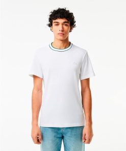 LACOSTE 【ラコステ メンズ】ラコステ ラインドリブネック鹿の子地Tシャツ