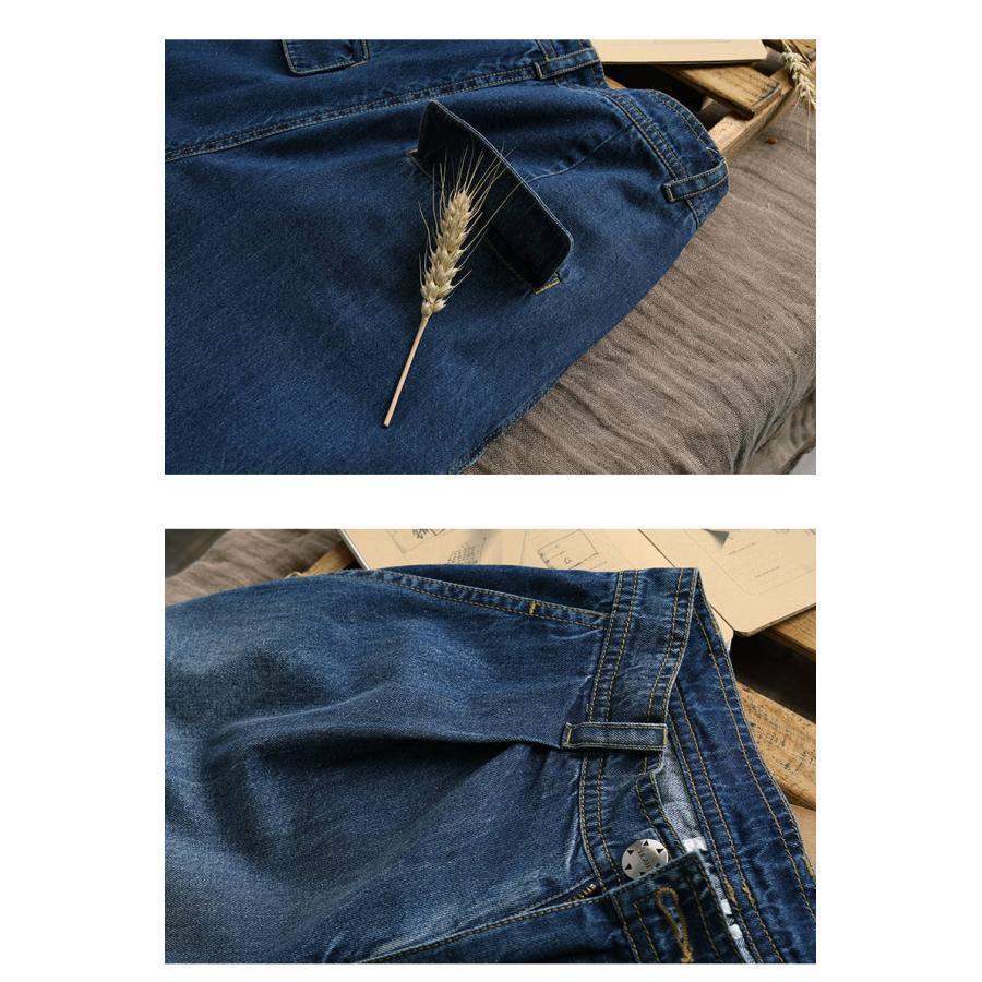 フレアパンツ デニム バギーパンツ レディースガウチョパンツ ボトムス ウエストゴム ジーンズ 大きいサイズ 春秋 - 画像 (8)