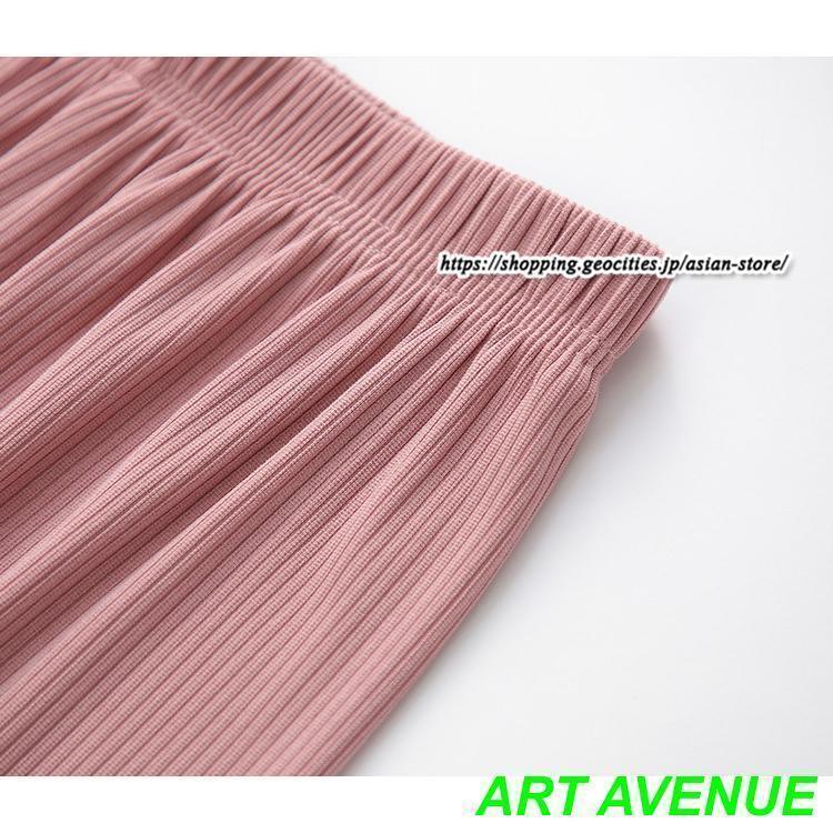 ワイドパンツ レディース ボトムス 低身長〜高身長 プリーツ パンツ ズボン ウエストゴム ストレート 春コーデ ワイド ゆったり ハイウエスト 夏秋服 リブ - 画像 (6)