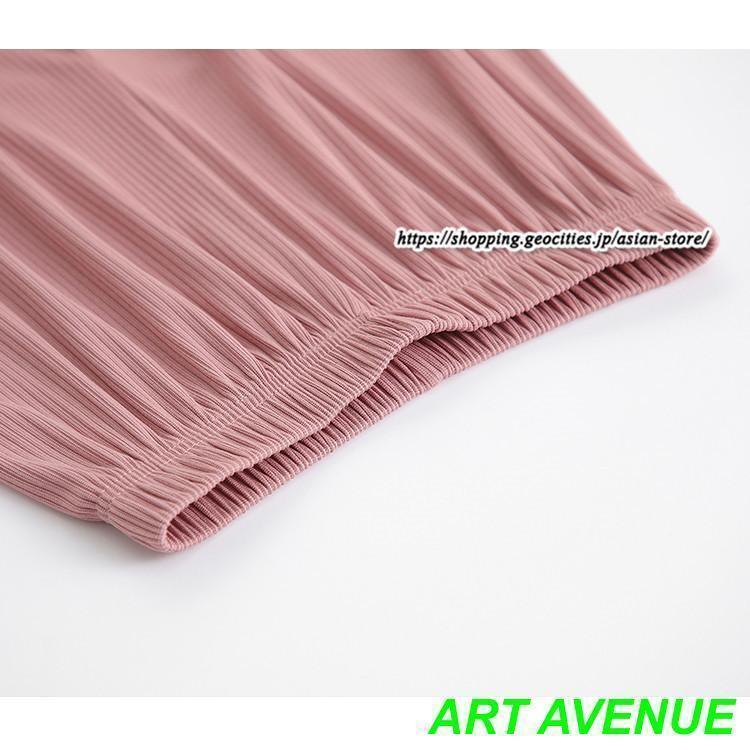 ワイドパンツ レディース ボトムス 低身長〜高身長 プリーツ パンツ ズボン ウエストゴム ストレート 春コーデ ワイド ゆったり ハイウエスト 夏秋服 リブ - 画像 (7)