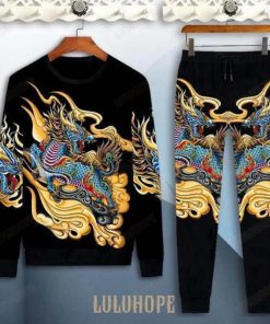 ジャージ メンズ セットアップ おしゃれ 龍柄 長袖パーカー トラ柄 かっこいい ジョガーパンツ 流行 ハンサム スウェット 春秋冬 上下 運動着