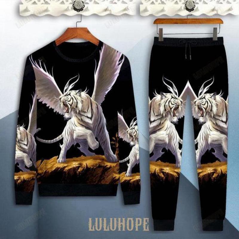 ジャージ メンズ セットアップ おしゃれ 龍柄 長袖パーカー トラ柄 かっこいい ジョガーパンツ 流行 ハンサム スウェット 春秋冬 上下 運動着 - 画像 (7)