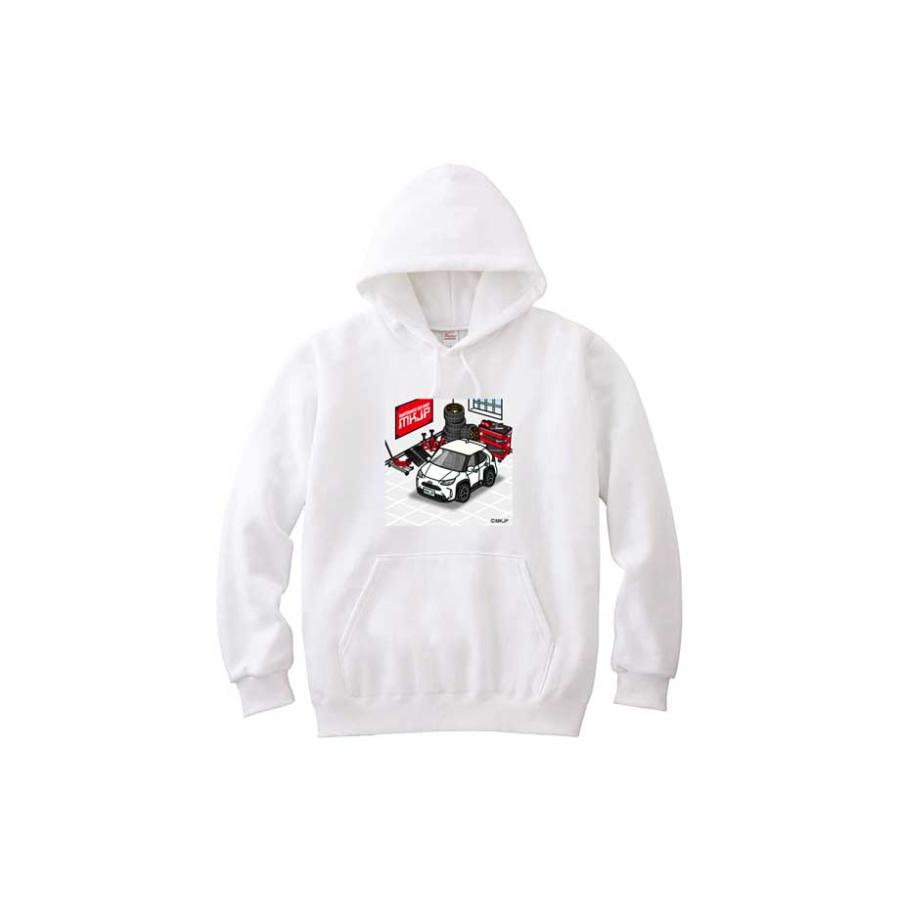 パーカー 車好き プレゼント 車 メンズ 誕生日 彼氏 男性 ヤリス クロス MXPB10/MXPJ10 ツートンホワイト 送料無料