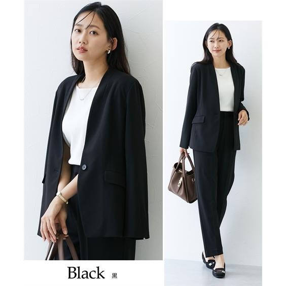 ニッセン レディース スーツ パンツスーツ セットアップ 春夏秋冬 洗える ストレッチ ジャケット ワイドパンツ テーパードパンツ s0 - 画像 (4)