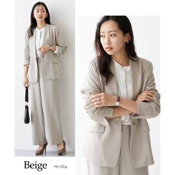 ニッセン レディース スーツ パンツスーツ セットアップ 春夏秋冬 洗える ストレッチ ジャケット ワイドパンツ テーパードパンツ s0 - 画像 (9)