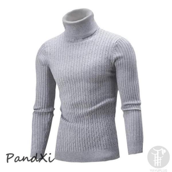 タートルネックセーター 春 ニットセーター メンズ セーター タートルネック ニット 無地 シンプル ビジネス オフィス 長袖 ニットソー 秋 冬 - 画像 (3)