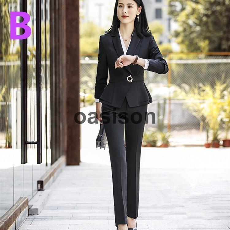 パンツスーツ 入園式 入学式 卒業式 卒園式 セレモニー スーツ レディース ビジネス フォーマル 謝恩会 母 ママ 結婚式 オフィス 発表会2点セット - 画像 (3)