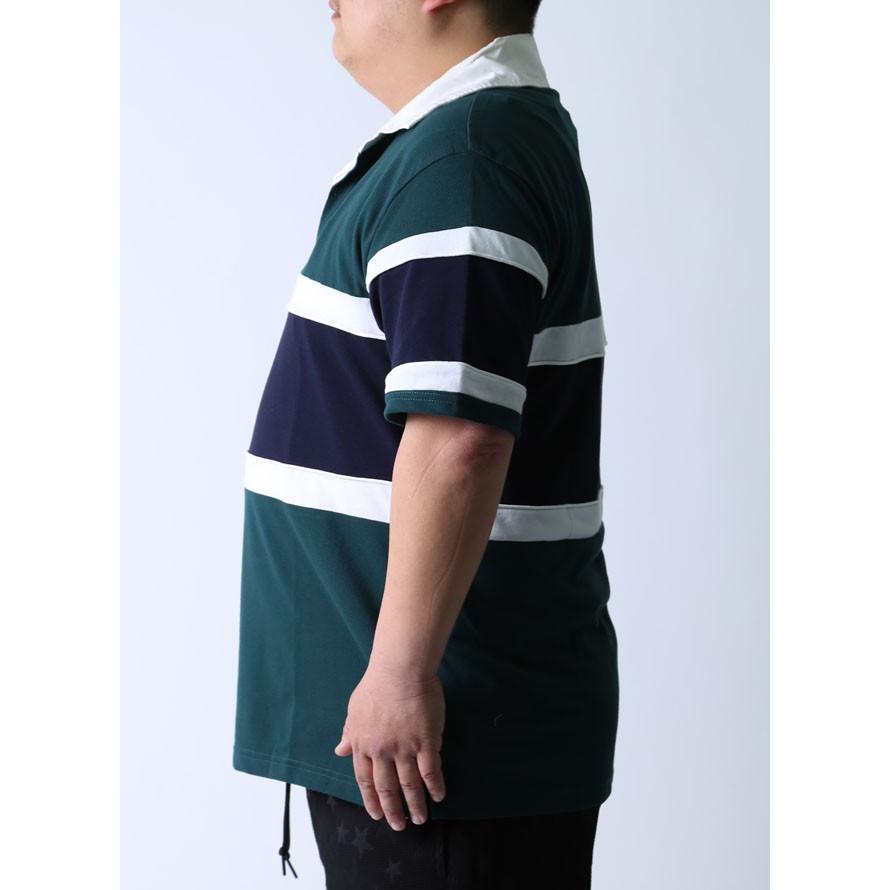 adidas 大きいサイズ ラガーシャツ メンズ カノコ 切替え 2L 3L 4L カジュアル 紺 白 緑 春 夏 - 画像 (5)