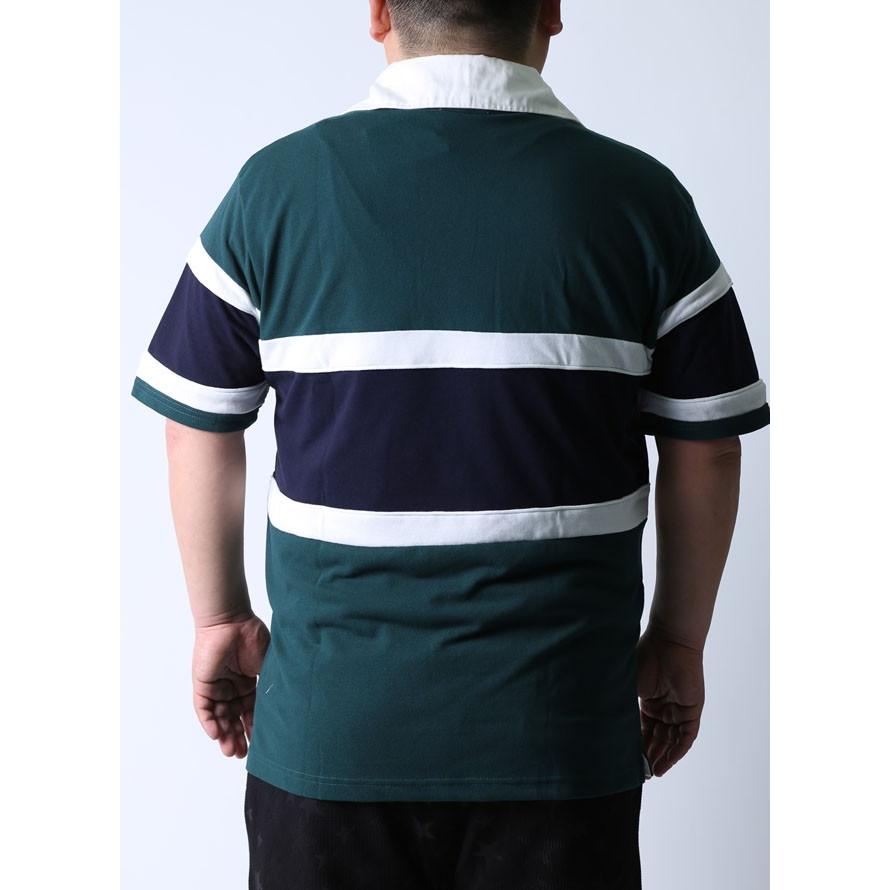 adidas 大きいサイズ ラガーシャツ メンズ カノコ 切替え 2L 3L 4L カジュアル 紺 白 緑 春 夏 - 画像 (6)