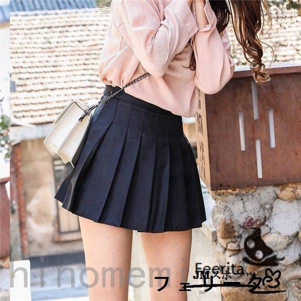 赤字覚悟プリーツスカートスクール制服スカートミニスカート無地女子高校生セーラー服ショート丈JK女子高生ミニ丈 - 画像 (6)