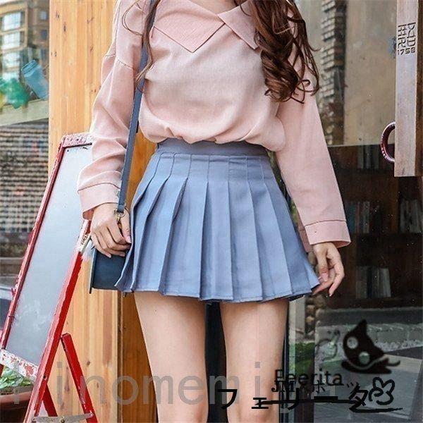 赤字覚悟プリーツスカートスクール制服スカートミニスカート無地女子高校生セーラー服ショート丈JK女子高生ミニ丈 - 画像 (7)