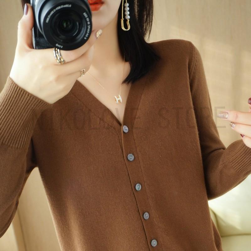 カーディガン ニット セーター vネック レディース 秋服 ニットカーディガン 長袖 薄手 春秋冬 通勤 夏 日焼け止め 冷房対策 - 画像 (8)