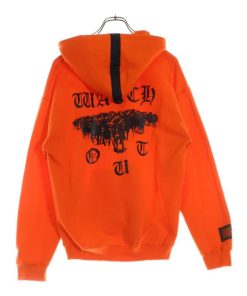 ELVIRA エルビラ 両面プリント コットンポリ スウェット プルオーバーパーカー オレンジ