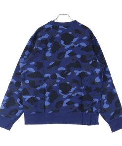 A BATHING APE アベイシングエイプ COLOR CAMO COLLEGE CREWNECK カモ総柄 ロゴプリント クルーネックスウェットトレーナー ブルー 001SWI301015M