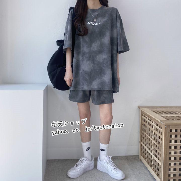 Tシャツ レディース セットアップ カジュアル 2点セット 半袖tシャツ+ショートパンツ ハーフパンツ ルームウェア 部屋着 ゆったり 絞り染め - 画像 (7)