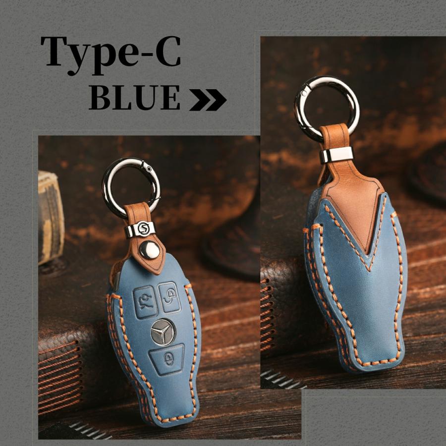 メルセデスベンツ C Eクラス GLA GLC GLECシリーズ用 高級本革スマートキーケース W213 E200 E220d E250 E300 E400 メンズ 納車祝い B2 バレンタインギフト - 画像 (9)