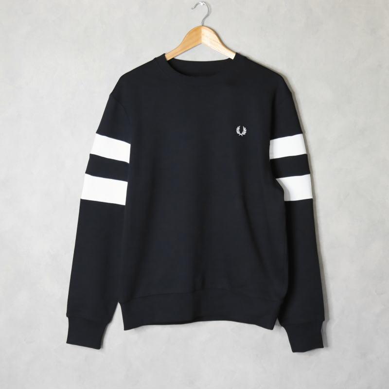FRED PERRY 交換送料片道無料 フレッドペリー ティップド スリーブ スウェットシャツ TIPPED SLEEVE SWEATSHIRT M5544 102 ブラック