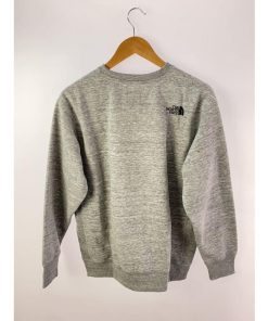 THE NORTH FACE◆SQUARE LOGO CREW_スクエアロゴクルー/L/コットン/GRY