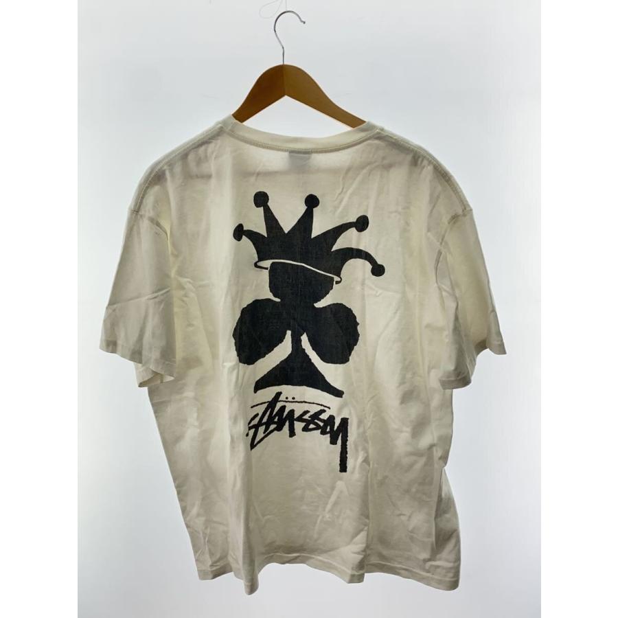 STUSSY◆Club Crown Pigment Dyed T-Shirt/首回り少し黄ばみ/XL/コットン/WHT