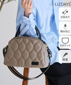 LIZDAYS トートバッグ レディース ショルダーバッグ 斜め掛け 大人 軽量 ナイロン 2WAY キルティング 撥水 ハンドバッグ 自立 底鋲 斜めがけバッグ