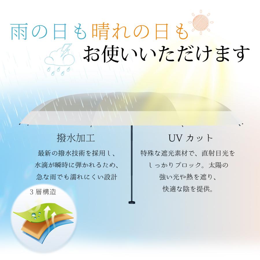 SUCCUL 日傘 完全遮光 折りたたみ 140g 晴雨兼用傘 軽量 晴雨兼用 超軽量 折り畳み傘 6本骨 uvカット 紫外線対策 日焼け対策 メンズ レディース おりたたみ傘 - 画像 (5)