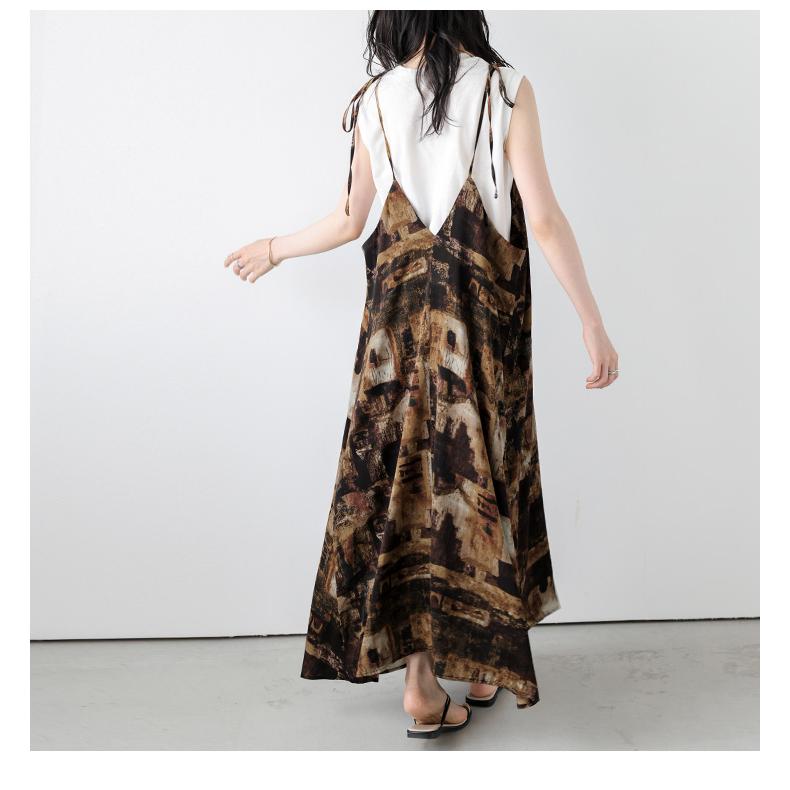 ワンピース キャミワンピース ニュアンス柄 Aライン リゾート2025春夏新作【lswpss25-1422】【即納:1-5営業日】【送料無料】メ込2 - 画像 (6)