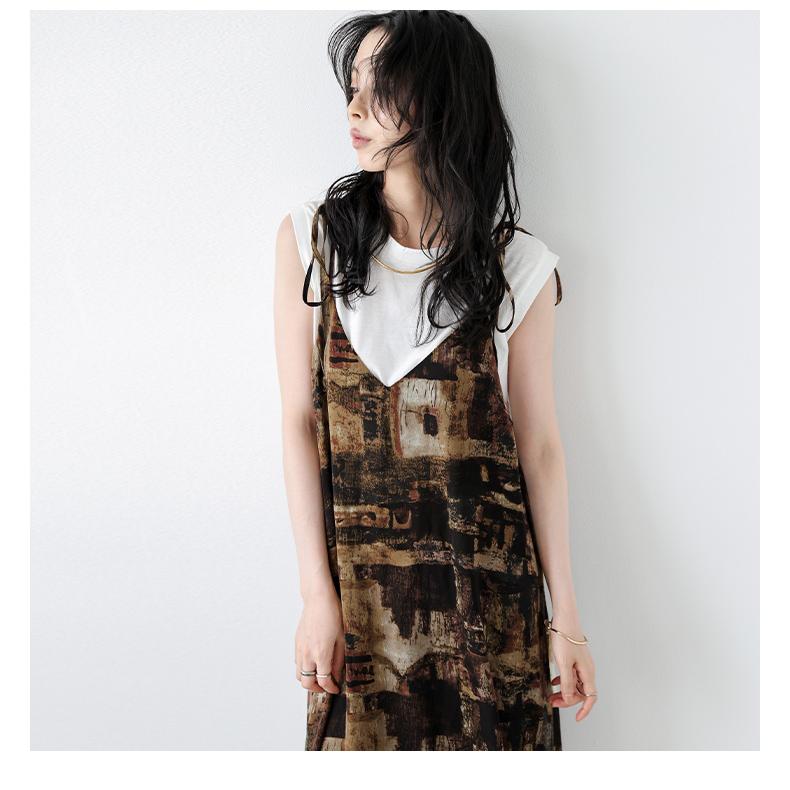 ワンピース キャミワンピース ニュアンス柄 Aライン リゾート2025春夏新作【lswpss25-1422】【即納:1-5営業日】【送料無料】メ込2 - 画像 (7)