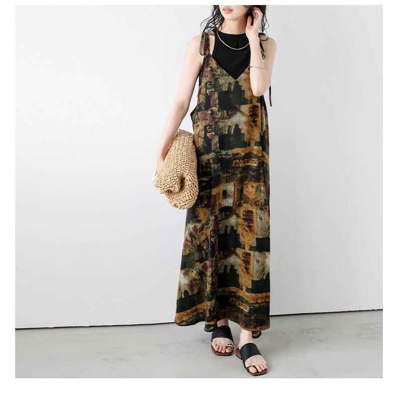 ワンピース キャミワンピース ニュアンス柄 Aライン リゾート2025春夏新作【lswpss25-1422】【即納:1-5営業日】【送料無料】メ込2 - 画像 (9)