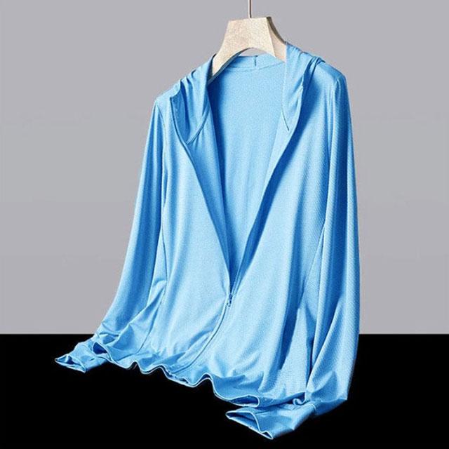 夏用 送料無料 フード付き ジャンパー 接触冷感 UVカット ジャケット 通気性 メンズ 長袖 ブルゾン 涼しい ひんやり 吸汗 速乾 紫外 - 画像 (2)