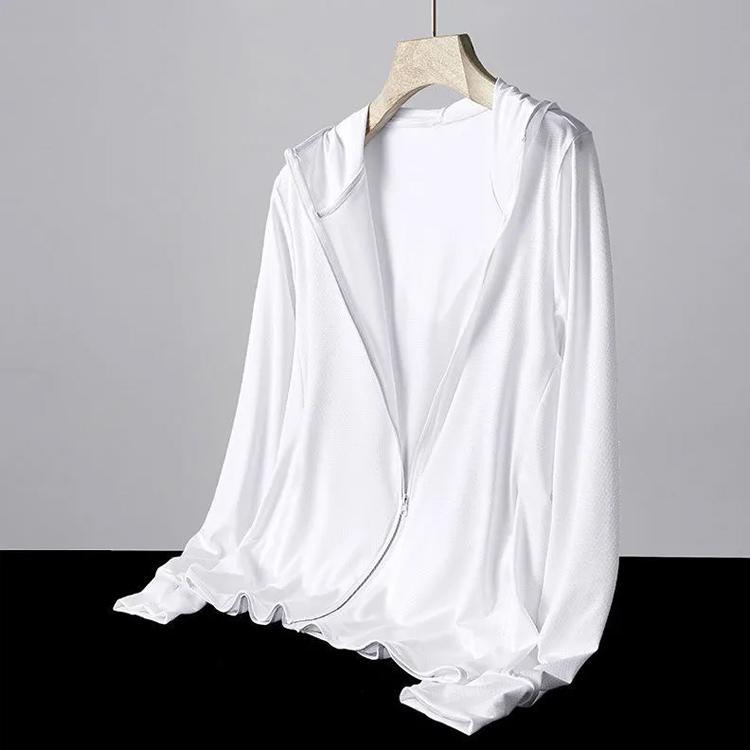 夏用 送料無料 フード付き ジャンパー 接触冷感 UVカット ジャケット 通気性 メンズ 長袖 ブルゾン 涼しい ひんやり 吸汗 速乾 紫外 - 画像 (3)