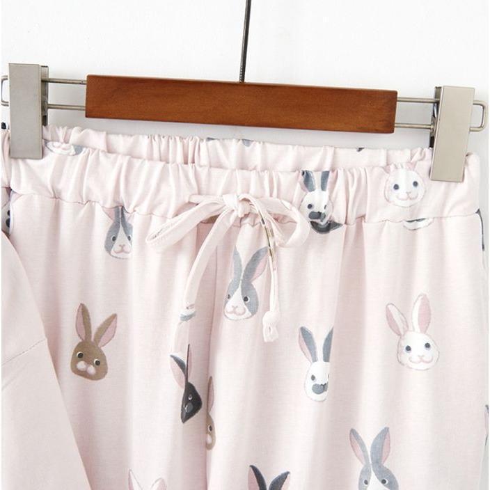 選べる2色ネコ柄が可愛い ルームウェア セットアップ パジャマ ペア レディース メンズ 上下セット 部屋着 春 夏 柔らかい お肌に優しい きれいめ - 画像 (3)