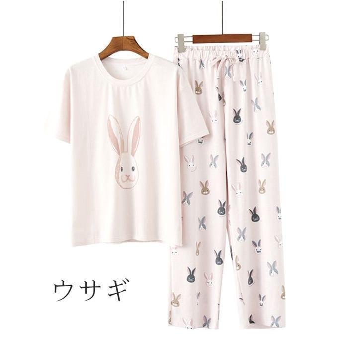 選べる2色ネコ柄が可愛い ルームウェア セットアップ パジャマ ペア レディース メンズ 上下セット 部屋着 春 夏 柔らかい お肌に優しい きれいめ - 画像 (6)