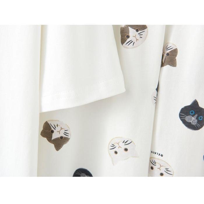 選べる2色ネコ柄が可愛い ルームウェア セットアップ パジャマ ペア レディース メンズ 上下セット 部屋着 春 夏 柔らかい お肌に優しい きれいめ - 画像 (9)