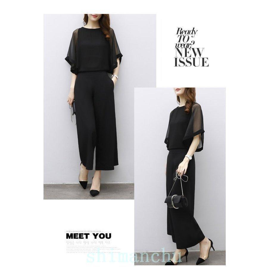 セットアップワイドパンツレディースきれいめ2点セットスシフォンブラウスフリルゆったり体型カバーフォーマル二次会30代40代入学式入園式 - 画像 (4)