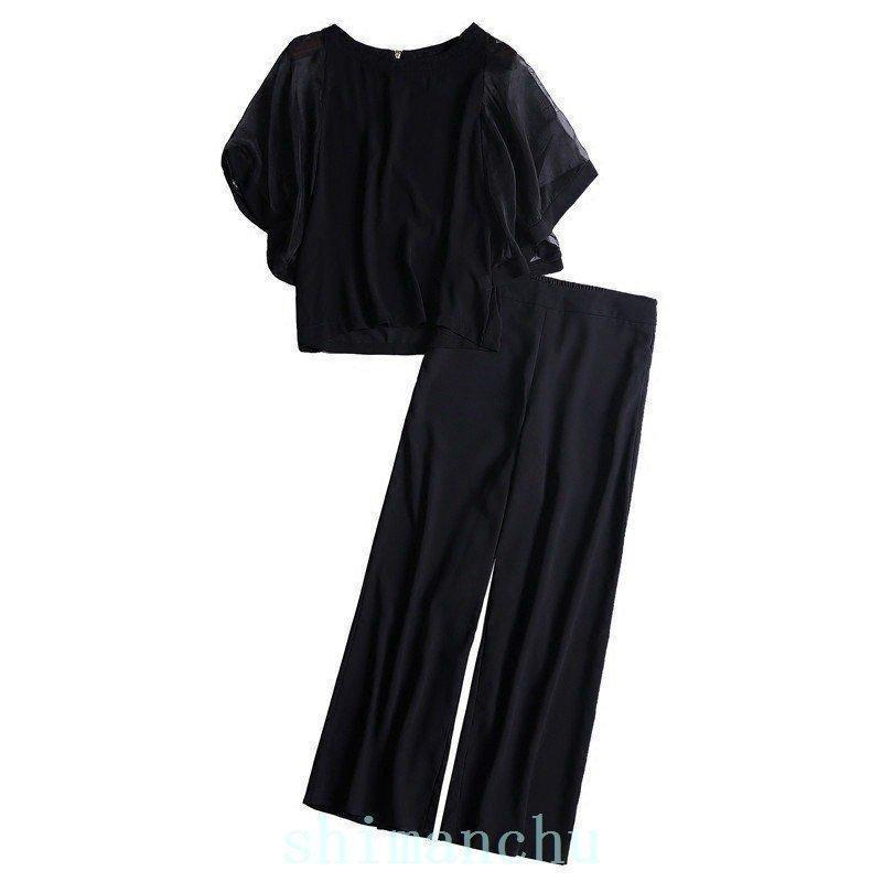 セットアップワイドパンツレディースきれいめ2点セットスシフォンブラウスフリルゆったり体型カバーフォーマル二次会30代40代入学式入園式 - 画像 (9)