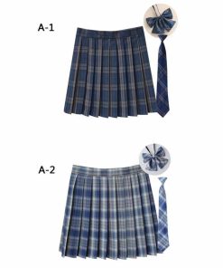 制服学生制服スカート3点セット蝶結び+ネクタイ+スカート35タイプチェック柄プリーツスカート(スクール.制服)女子高生スカートレディース高校生