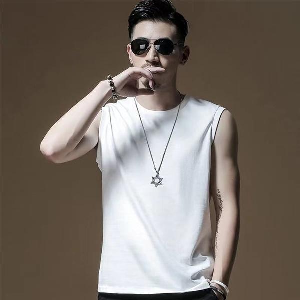 【値下げ】タンク メンズ Tシャツ ノースリーブ 大きいサイズ ス インナー 袖なし 接触冷感 無地 ジム 涼しい 夏 吸汗 速乾 通気性 - 画像 (2)