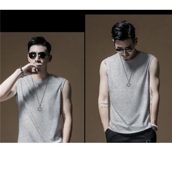 【値下げ】タンク メンズ Tシャツ ノースリーブ 大きいサイズ ス インナー 袖なし 接触冷感 無地 ジム 涼しい 夏 吸汗 速乾 通気性 - 画像 (9)