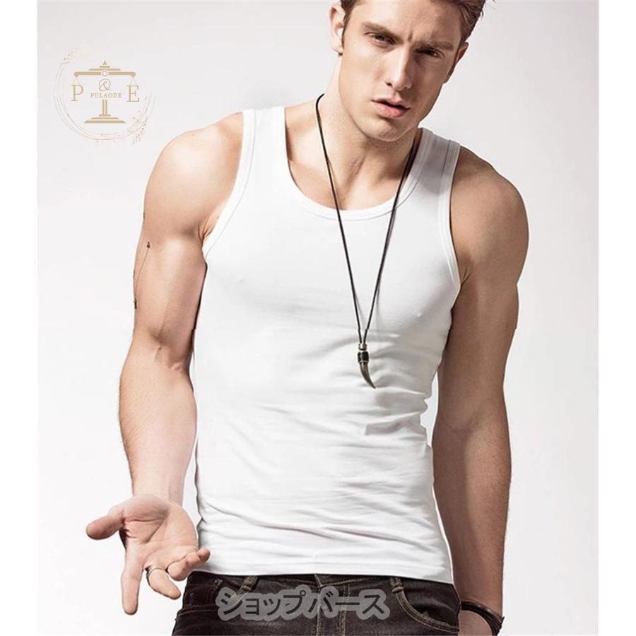 タンクトップ メンズ インナー 綿 シャツ クルーネック 男性 肌着 下着 ストレッチ カジュアル 涼しい 吸汗速乾 筋トレ スポーツ - 画像 (5)