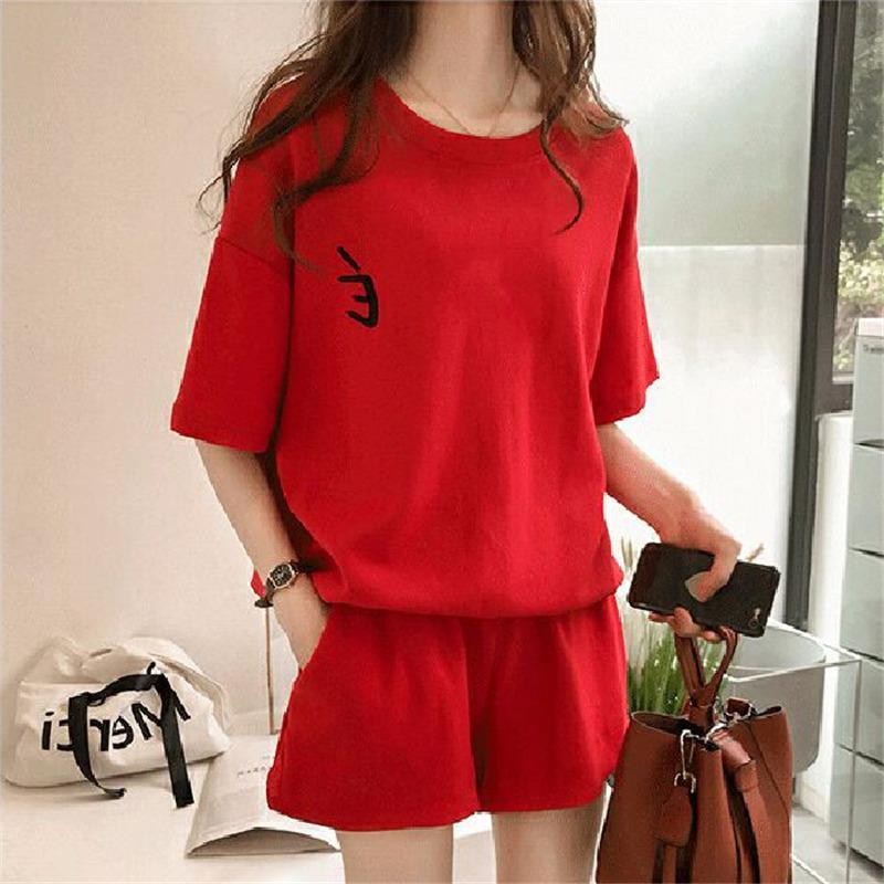 ルームウェア 2点セット レディース ジャージ 半袖 Tシャツ ショートパンツ セットアップ 部屋着 一部 パジャマ 春夏 大きいサイズ 運動用 ジム - 画像 (2)