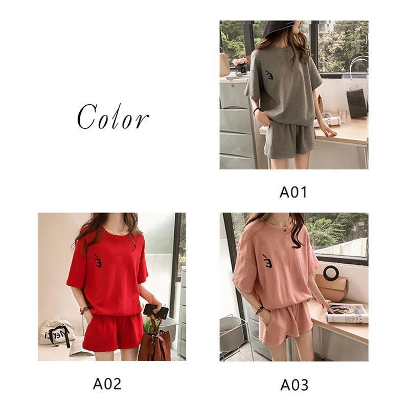 ルームウェア 2点セット レディース ジャージ 半袖 Tシャツ ショートパンツ セットアップ 部屋着 一部 パジャマ 春夏 大きいサイズ 運動用 ジム - 画像 (4)