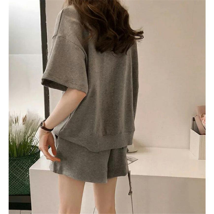 ルームウェア 2点セット レディース ジャージ 半袖 Tシャツ ショートパンツ セットアップ 部屋着 一部 パジャマ 春夏 大きいサイズ 運動用 ジム - 画像 (9)