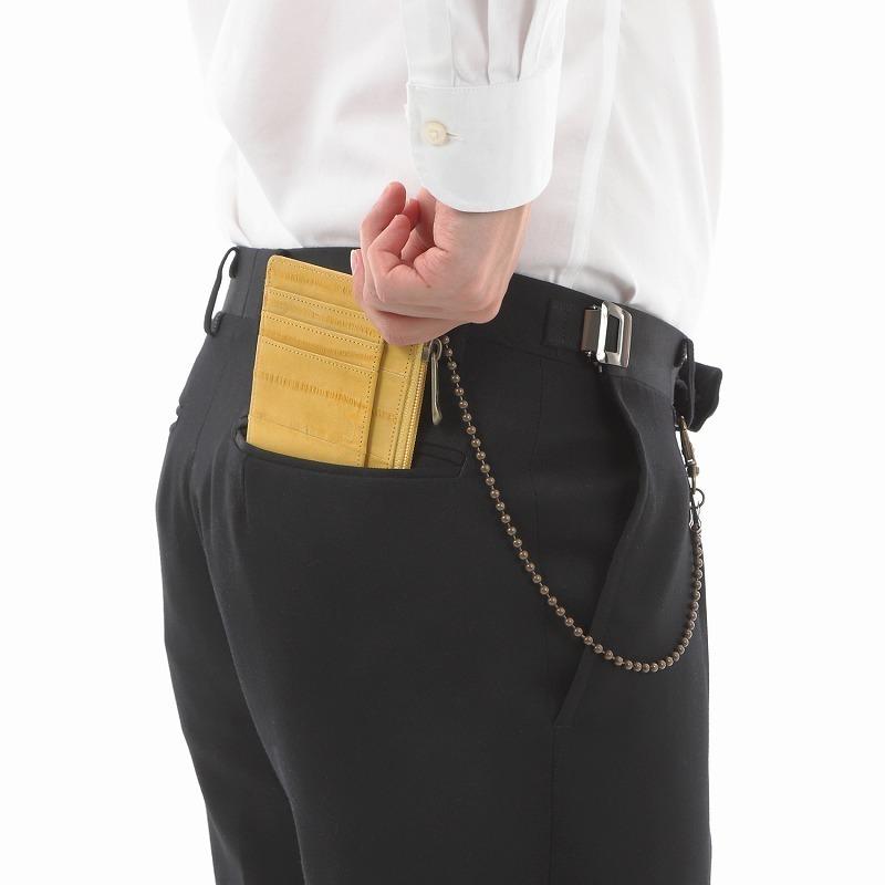 【TONYstyleドット・水玉柄の裏地がおしゃれなイールスキン】チェーン付きカードケース〈トリコロール〉フランスカラー ウナギ革 金運 健康運 うなぎ 軽量 - 画像 (9)