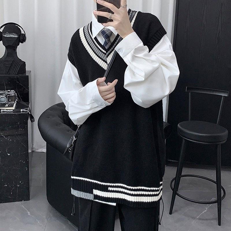 【タイムセール】ニットベスト メンズ 秋冬 リブ Vネック 大きいサイズ おしゃれ ゴルフウェア カジュアル 暖かい ジレ 保温 シンプル 重ね着 トップス - 画像 (6)