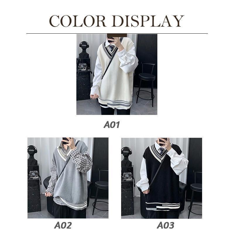 【タイムセール】ニットベスト メンズ 秋冬 リブ Vネック 大きいサイズ おしゃれ ゴルフウェア カジュアル 暖かい ジレ 保温 シンプル 重ね着 トップス - 画像 (7)