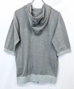 RAGEBLUE レイジブルー 薄手 ダブルジップ パーカー カットソー Tシャツ生地 アーガイル 5分袖 綿×レーヨン M ヘザーグレー 杢灰色 メンズ