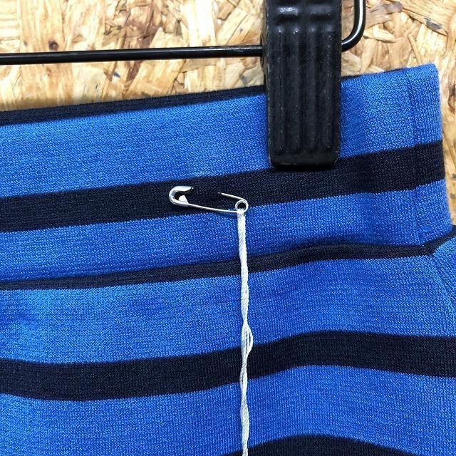 COMME CA ISM コムサイズム Mサイズ レディース コクーンスカート 裏地付き ボーダー ストレッチ ひざ上丈 ブルウー×ブラック 青×黒