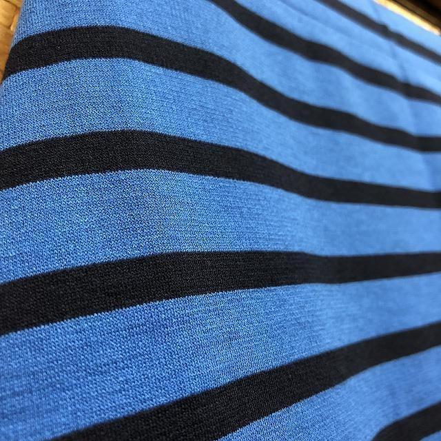 COMME CA ISM コムサイズム Mサイズ レディース コクーンスカート 裏地付き ボーダー ストレッチ ひざ上丈 ブルウー×ブラック 青×黒 - 画像 (2)